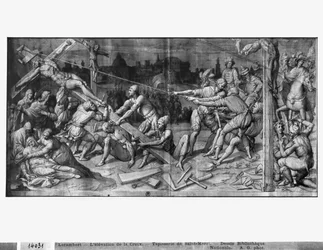 Leben Christi, die Kreuzaufrichtung, vorbereitende Studie für den Wandteppichentwurf für die Kirche Saint-Merri in Paris, ca. 1585-90